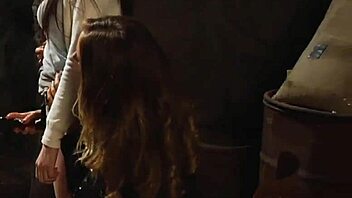 bent over tied up submissive lesbian slave orgasms from strapon