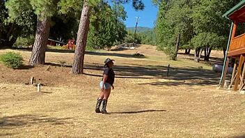 Sexy cowgirl pays a visit to a man for some horse talk