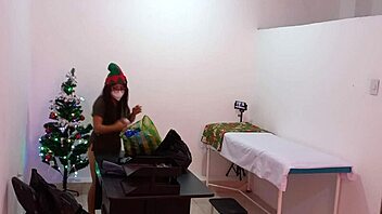 the nurse decorates the doctor's office for christmas