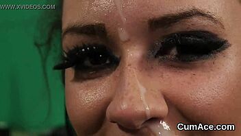 oh god, i-i love how this horny beauty gulps all that cum load on her face