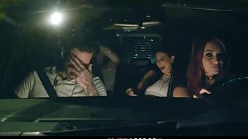 Hot foursome sex at the graveyard with milf and redhead babes