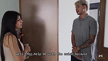 Cuckold wife rides neighbor's cock passionately.