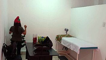 the nurse decorates the doctor's office for christmas