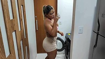 I got stuck in the washing machine, stepson fucked my ass hard.