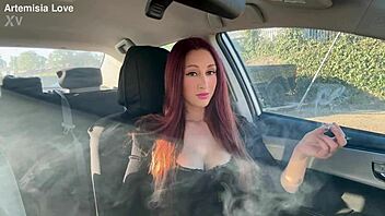 italian milf artemisia love smokes sexy in the car