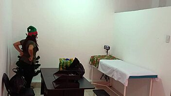 the nurse decorates the doctor's office for christmas