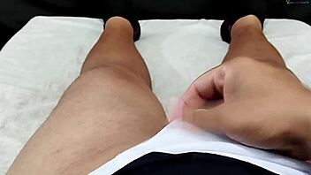 my girlfriend masturbated her tight smooth pussy so sensually that i got excited and came hard