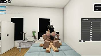 una coppia gioca su roblox con grandi tette e sesso virtuale