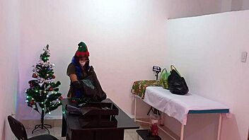 the nurse decorates the doctor's office for christmas