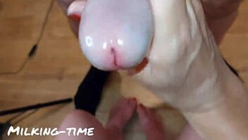 laughing as cum drips from penis in cumshot compilation milking time!