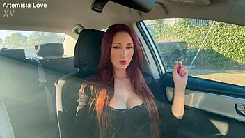 italian milf artemisia love smokes sexy in the car