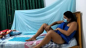 Mature woman with good curves touches herself after her bath