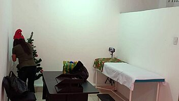 the nurse decorates the doctor's office for christmas