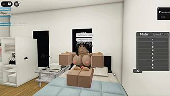 una coppia gioca su roblox con grandi tette e sesso virtuale