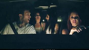 Hot foursome sex at the graveyard with milf and redhead babes