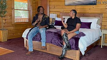 Sexy cowgirl pays a visit to a man for some horse talk