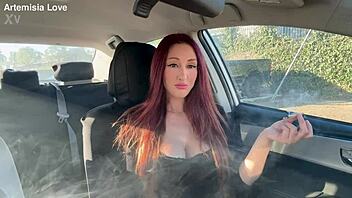 italian milf artemisia love smokes sexy in the car
