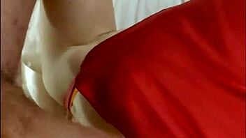 2284ss - french amateur satin red dress red panties garter belt heels and stockings deepthroat cow-girl position doggystyle panty job pov dirty talk!