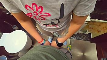 Stranger cums in my panties during kinky encounter in restaurant toilet