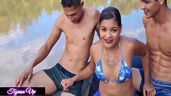 Tigresa vip gets anal with two big cocks and cunhada mia.