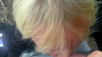 Spanish milf hot wife blowjob in public park risky sex they saw us as passing amateur real couple