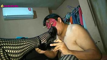 BBW Latina in fishnets gives footjob!