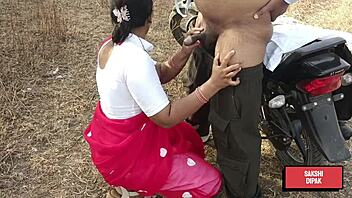 Old Indian couple in outdoor domination roleplay, passionate dirty fuck in dorm