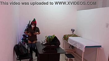 the nurse decorates the doctor's office for christmas