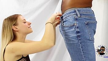 petite blonde harley rose gives sloppy deepthroat blowjob to big black cock after volleyball practice.