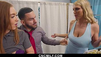 In the office assistant and client team up for freeuse sex with the boss.