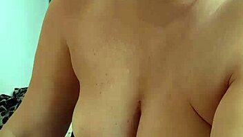 Blonde milf with big natural tits in shorts