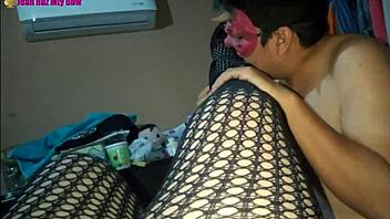 BBW Latina in fishnets gives footjob!