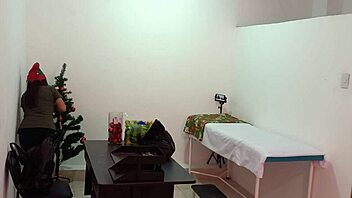 the nurse decorates the doctor's office for christmas