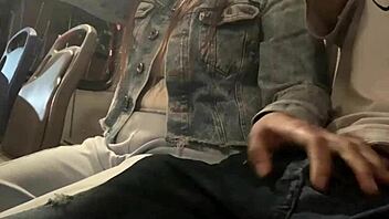 i show my big cock on the bus and she comes to touch it