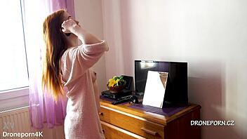 beautiful naked redhead karolinka applying makeup 😊
