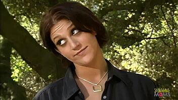 Horny brunettes with big tits fuck their friend outdoor in doggystyle.