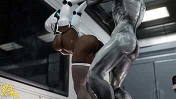 Huge ass female ROBOT gets PLOWED by hung ALIEN part 3