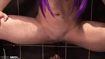 nipple torture for slave with clamps and wax, then pissed on