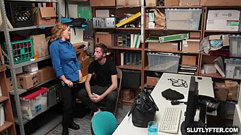 Blonde officer feeds pussy to suspect with big black cock