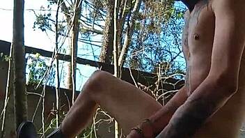 Cumming in the public backyard full video