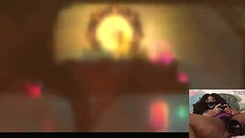 chubby ebony gamer girl masturbates with dildo while playing dead cells, getting horny