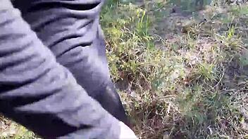 high heels walking in forest woods