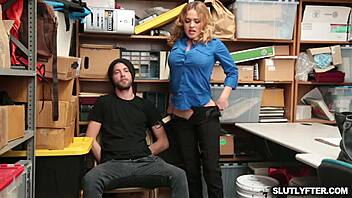 Blonde officer feeds pussy to suspect with big black cock