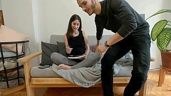horny college student fucks studying partner in bedroom