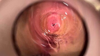 Camera deep inside Mia's tight creammy pussy, it's so hairy and wettt.