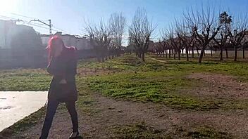 watch this teen squirt in the park