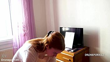 beautiful naked redhead karolinka applying makeup 😊