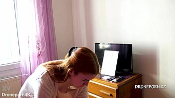 beautiful naked redhead karolinka applying makeup 😊