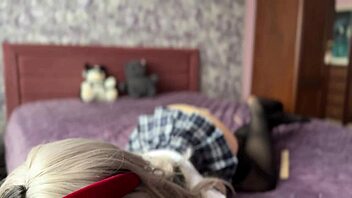 Naughty college girl in cosplay