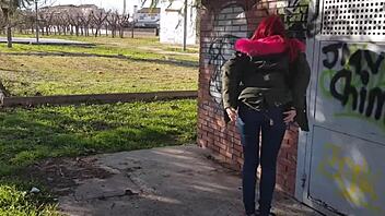 watch this teen squirt in the park